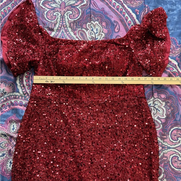 Giffniseti Burgundy High Low Sequin Gown Plus Size XL - Picture 8 of 11